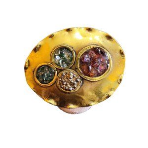 Vintage Artisan Semi Precious Abstract Brooch (A1758)